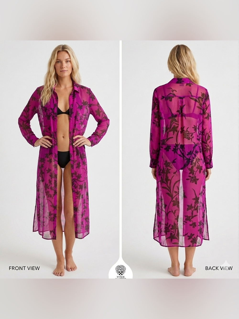 Vince Camuto  swimsuit Coverup with Black Floral Design
